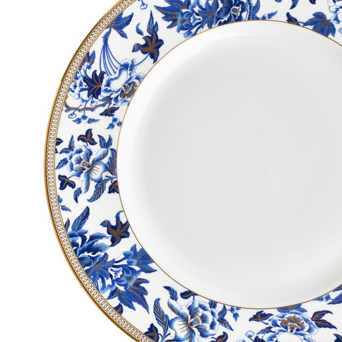 Wedgwood Plato Llano Floral Hibiscus 27 cm (4 Unidades) con Franjas de Oro de 22 Quilates